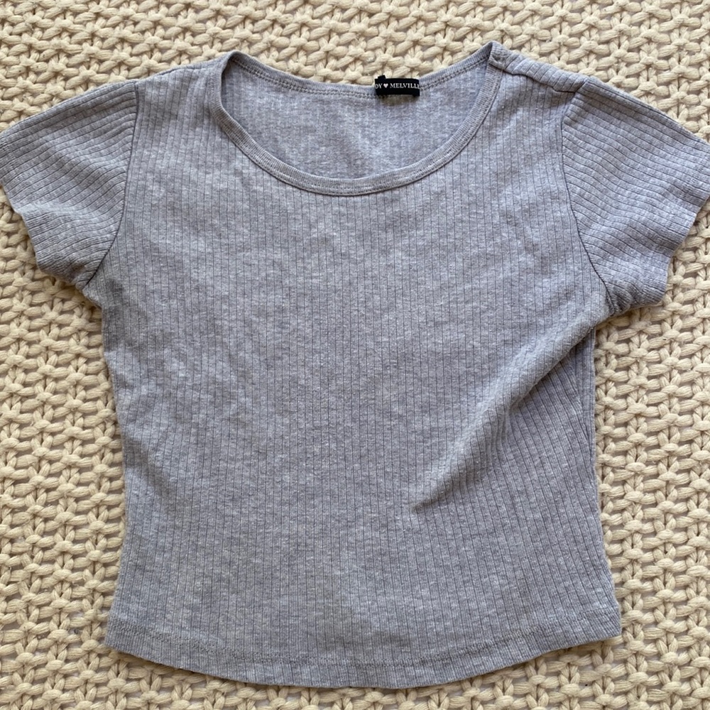 brandy melville cropped gray t shirt